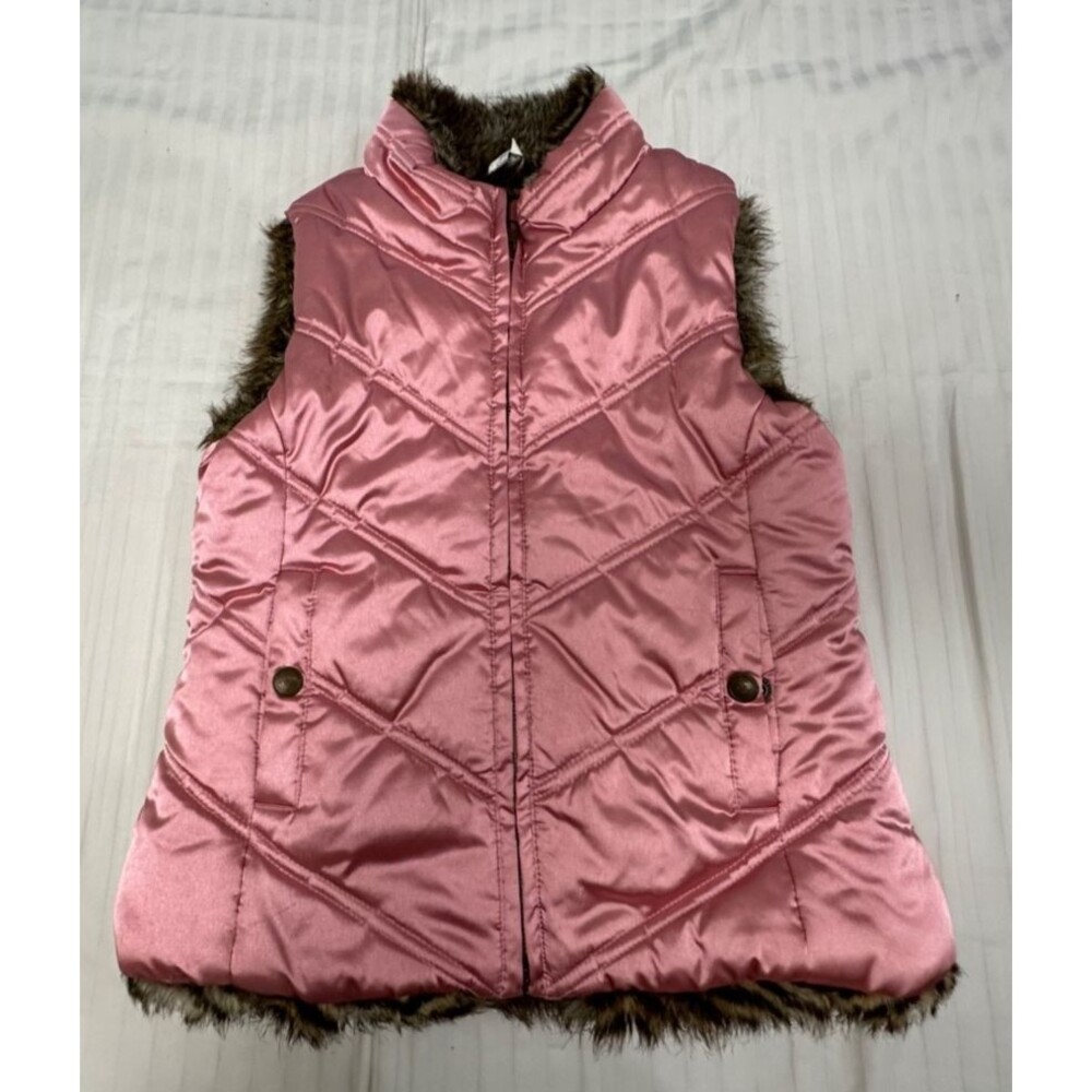 GAP GIRLS REVERSIBLE FAUX FUR PUFFER VEST SIZE 10